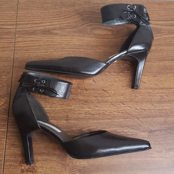Ann Marino Black Heels with Ankle Strap 9.5M - Picture 2 of 7